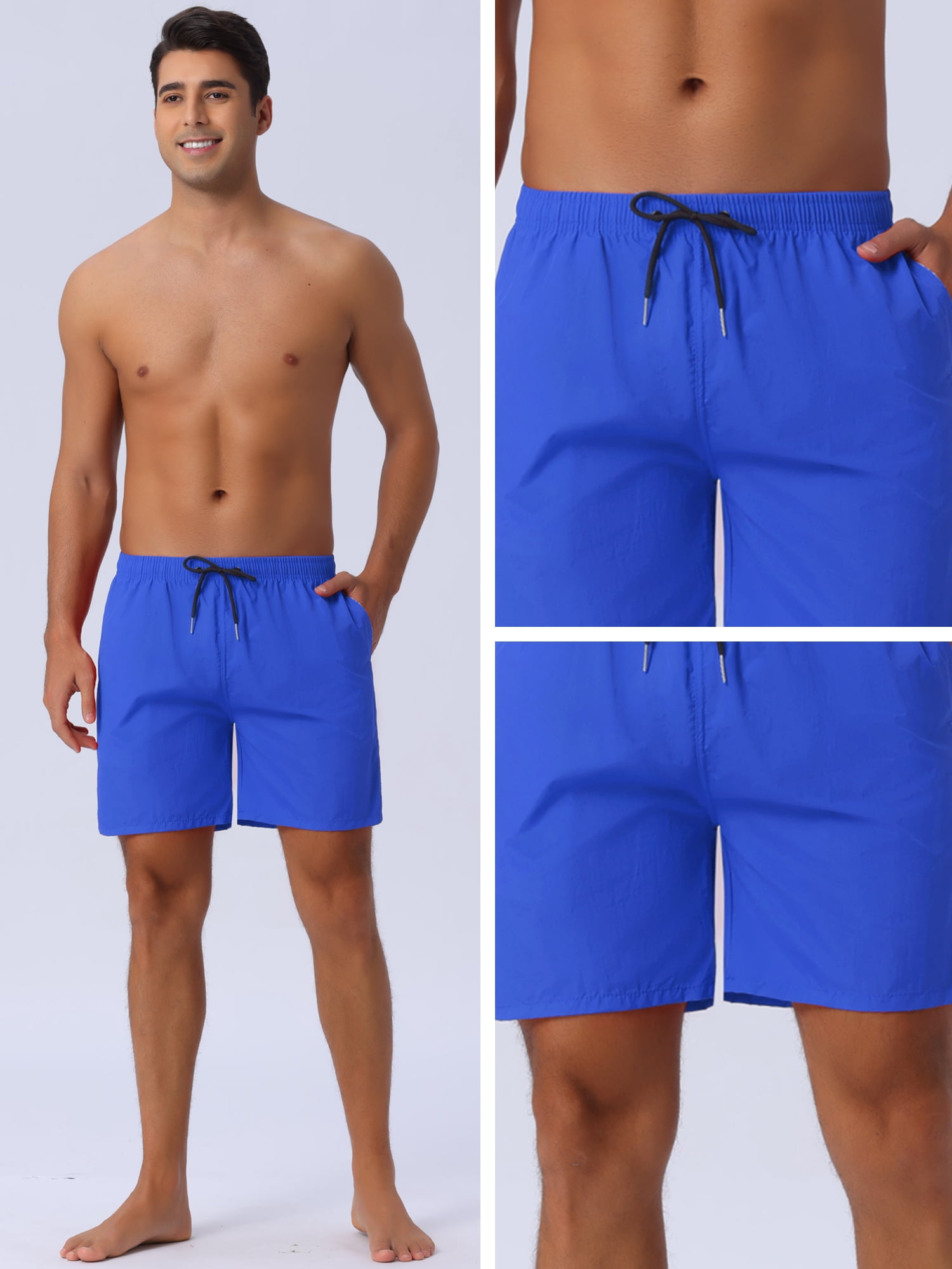 DARING DIVA Men's Elastic Waist Drawstring Surfing Board Shorts 30 Blue