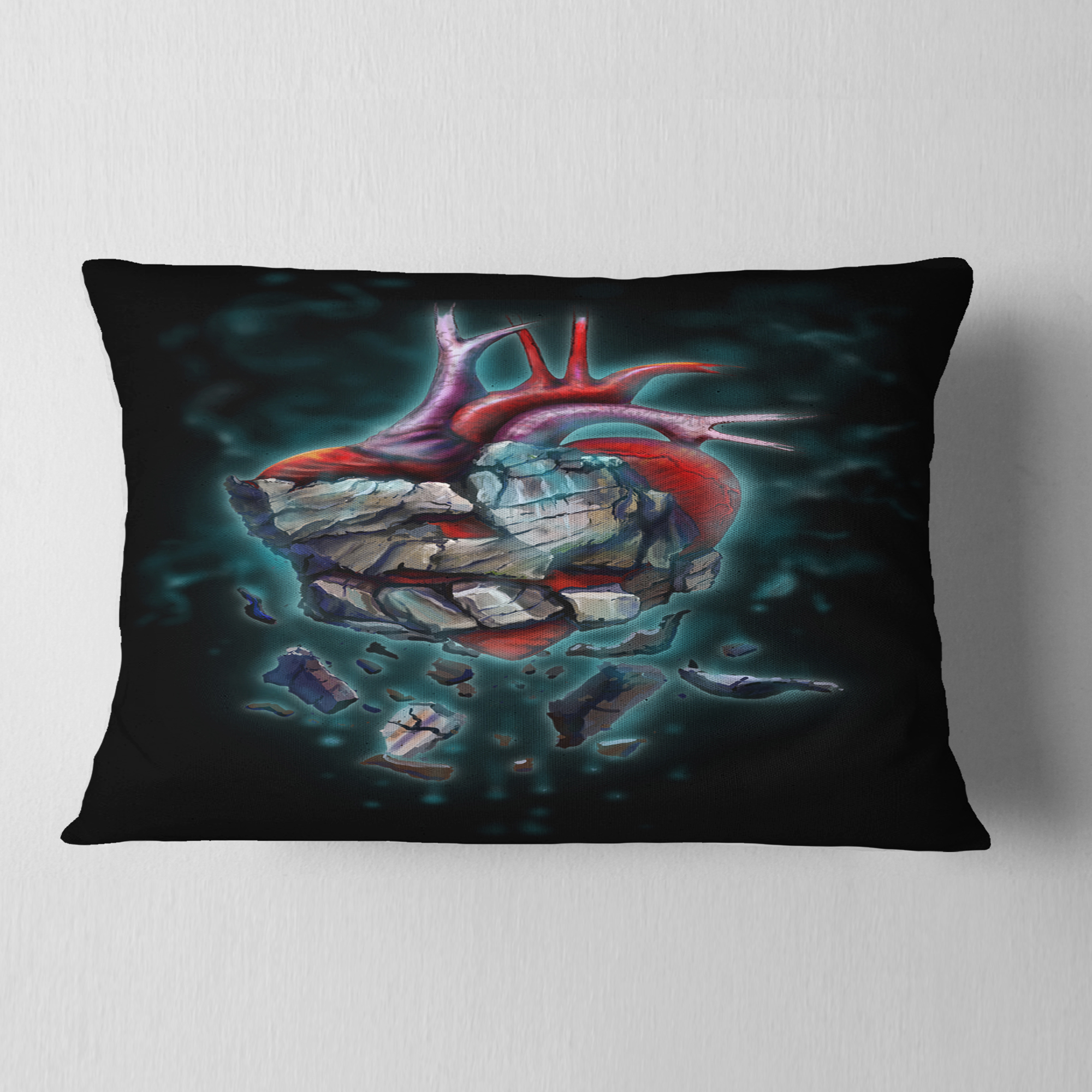 Designart Stone Heart Revival - Abstract Throw Pillow - 12x20