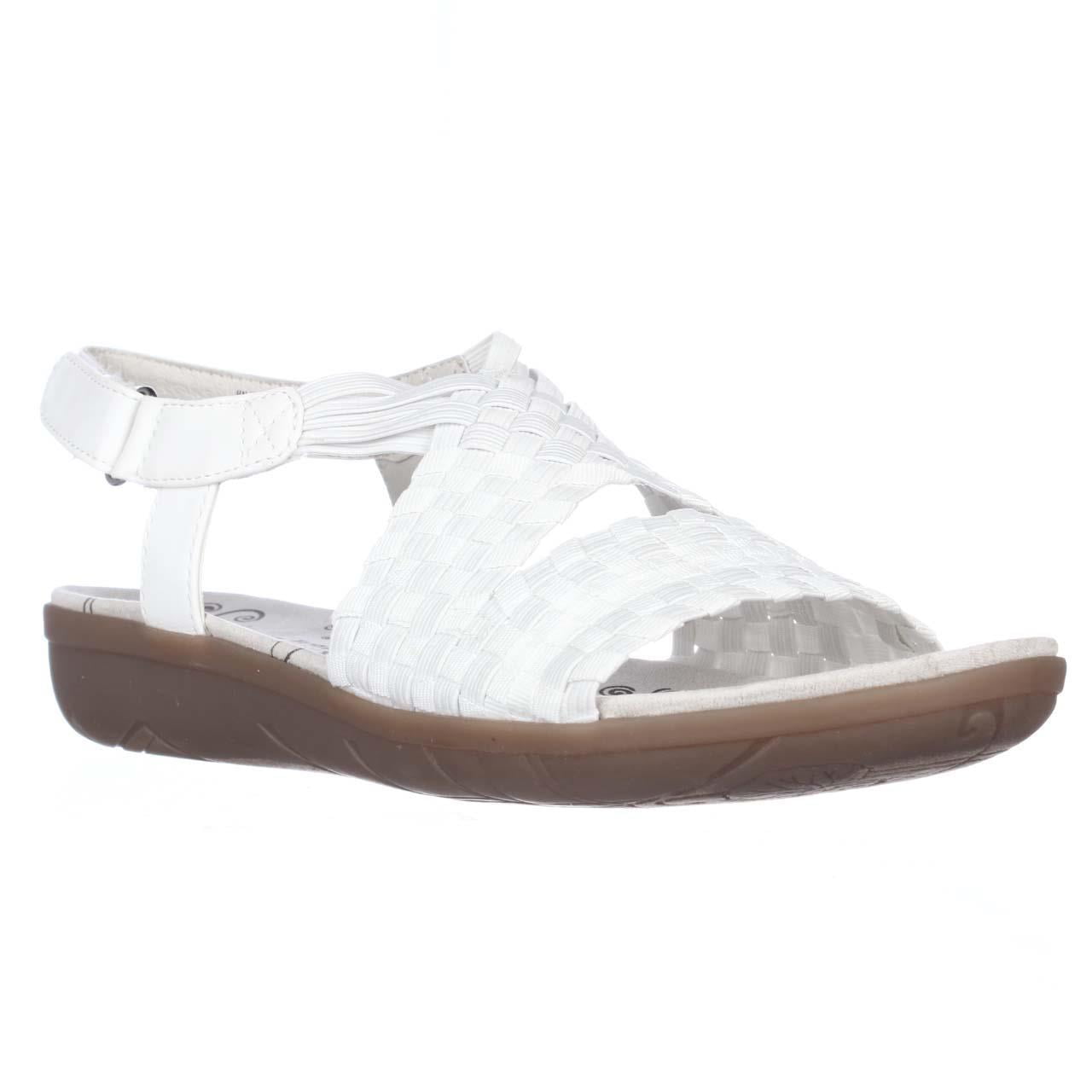 Womens BareTraps Juliette Low Wedge Woven Sandals - White