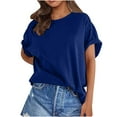 thumbnail image 2 of GigrtiJin T-Shirts Oversize pour Femmes Col Rond Manches Courtes 2025 T-Shirts d'Été Couleur Unie Tops Athlétiques Amples, 2 of 7
