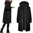 thumbnail image 5 of UOCUFY Long Hoodies for Women Zip Up Fleece Jacket Soft Long Sleeve Hooded Oversized Sweatshirt Winter Coat with Pockets (Black, XXL), 5 of 5