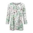 thumbnail image 4 of RPVATI 3/4 Sleeve Shirts for Women Plus Size V Neck Button Down Up V Neck Henley Tops Elbow Sleeve Floral Print Loose Fit Blouses Vintage Summer Tshirts Trendy Tunic Tops 2024， Green XXL, 4 of 5