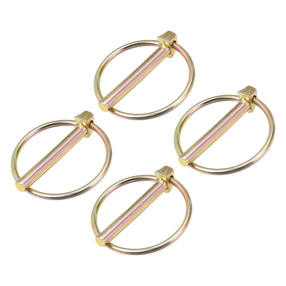 4Pack 1/4" x 2" Linch Pin with Ring, Trailer Pins Assortment Kit for Boat Kayak Trailer Tractor Trolley, Gold