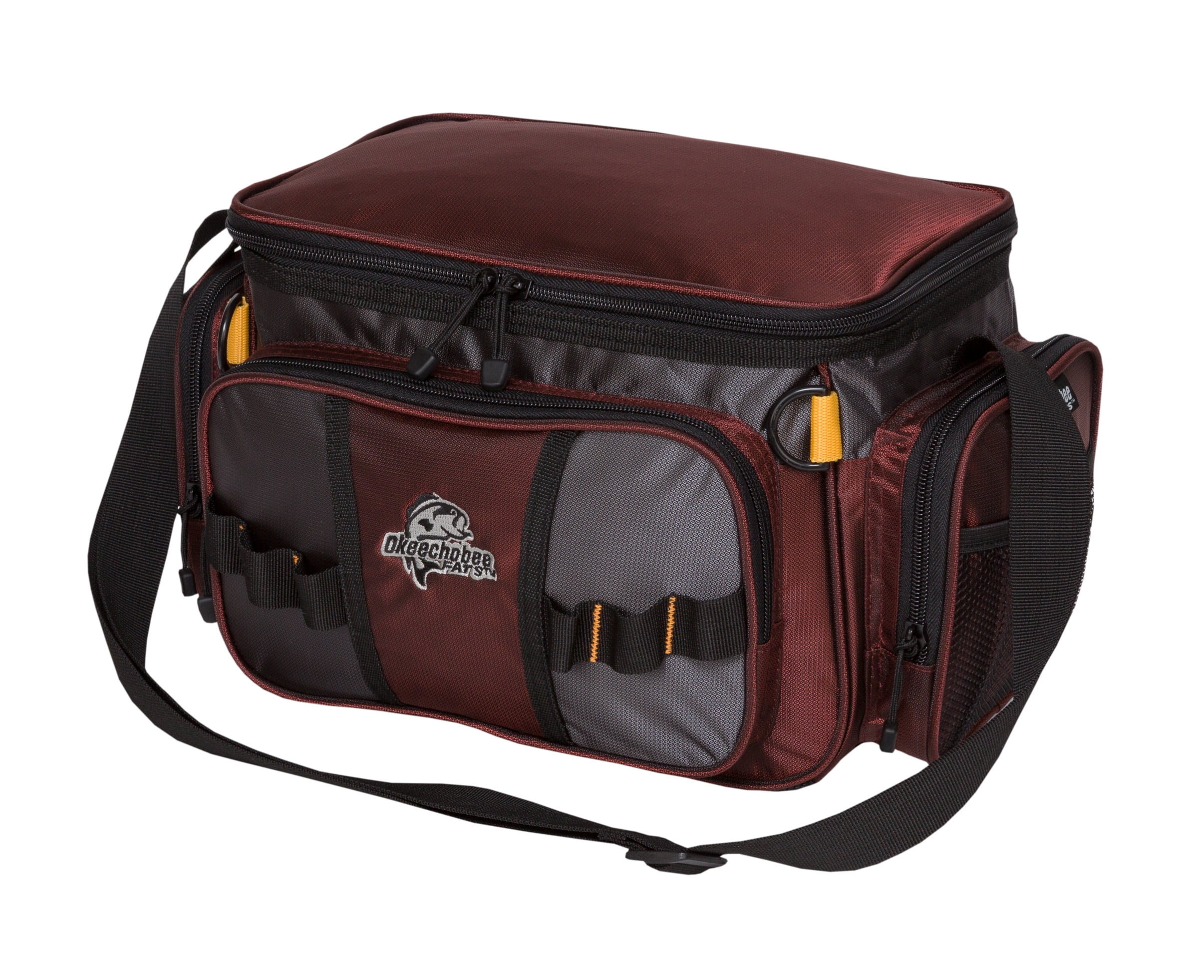 Okeechobee Fats Small Soft-Sided Fishing Tackle Bag with 2 Med Lure Boxes, Red, Unisex, Polyester