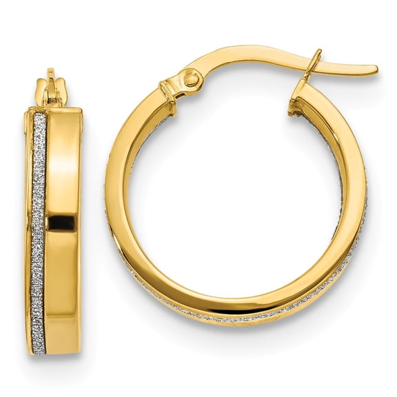 14K Yellow Gold Earring Hoop Women'S Textured 20.5 mm 26