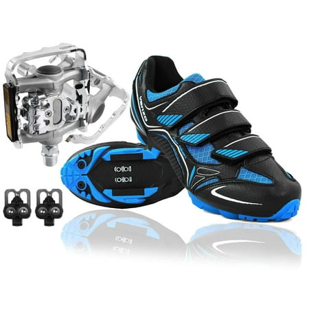 Venzo Mountain Bike Bicycle Cycling Shimano SPD Shoes + Multi-Use (Best Shimano Spd Pedals)