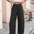 thumbnail image 7 of JFGHDG Womens Cotton Linen Polka Dot Pants Casual Wide Leg Barrel Pants High Waist Elastic Summer Palazzo Beach Trousers with Pockets Black S, 7 of 7