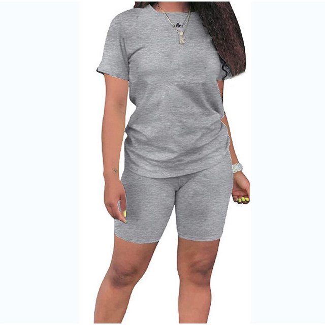 Nouveau Sweat-Shirt Décontracté 2 Pièces Sport à Manches Courtes et Pantalon