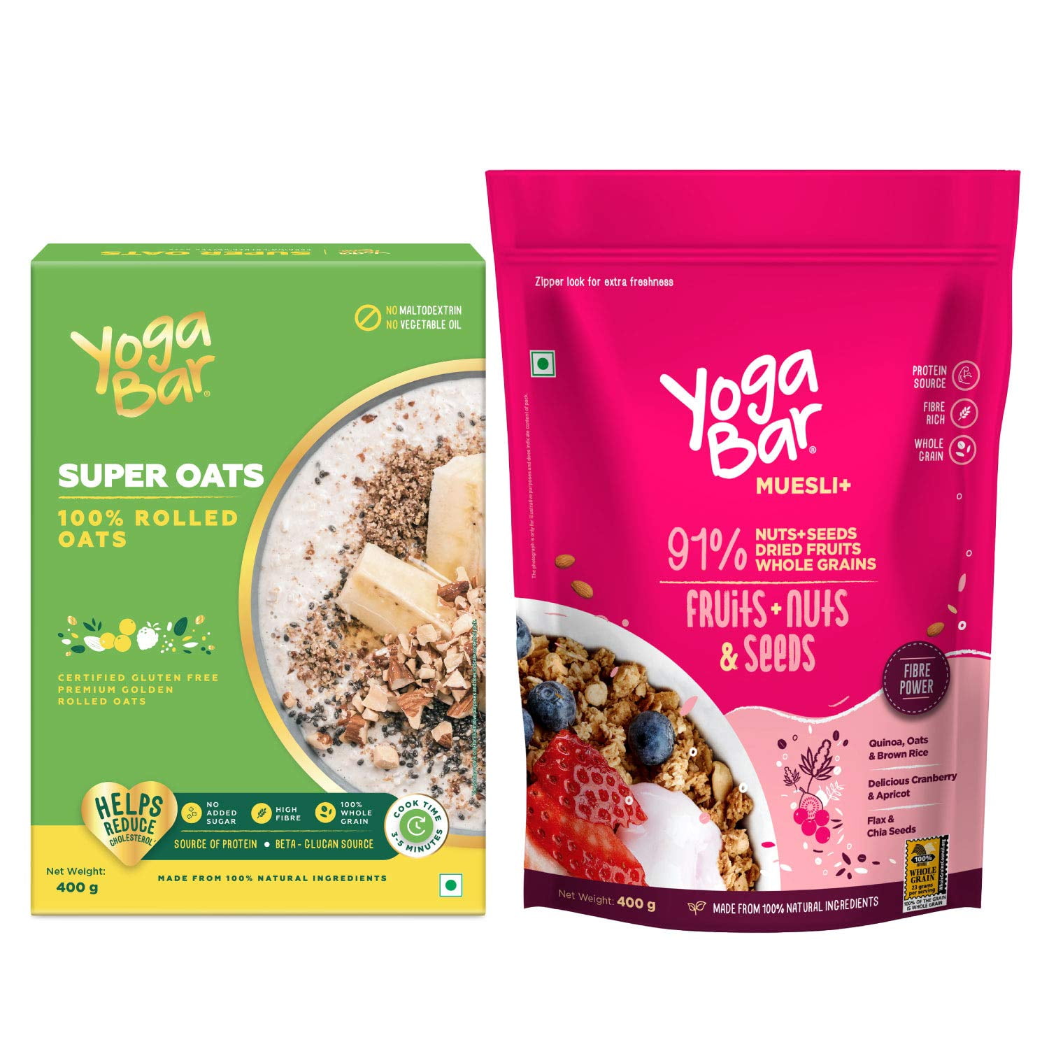 Yogabar Breakfast Oats and Muesli Fruits and Nuts Muesli Super Oats