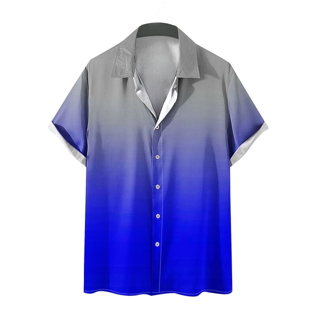 HKEJIAOI Hommes Casual Boutons Imprimés Col Rabattu Chemise à Manches Courtes Chemisier
