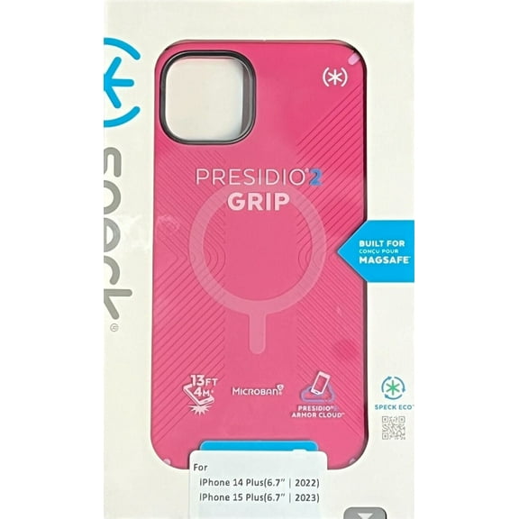 Speck Non-Slip Back Cover Cell Phone Case for Apple iPhone 15 Plus, Pink