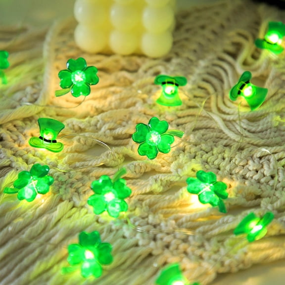 St. Patrick's Day Lucky Shamrock LED String Lights Decoration – USB Plug-In Powered Fairy Lights, Festive Green Clover Decor for St. Patrick's Day, Home, Bedroom & Party