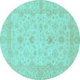 thumbnail image 1 of Ahgly Company Indoor Round Oriental Light Blue Traditional Area Rugs, 4' Round, 1 of 4