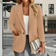 thumbnail image 2 of Breezora Women's Slim Fit Blazer with Pockets Long Sleeve Professional Office Commuting Elegant Tops S Size Khaki, 2 of 5
