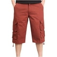 thumbnail image 2 of Edvintorg Men Summer Cargo Shorts Loose Clearance Men's Workwear Shorts Slim Fit Multi Pocket Zipper Straight Tube Casual Pants Cropped Pants Plus Size, 2 of 5