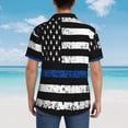 thumbnail image 4 of Gaeub Thin Blue Line Flag Print Men's Hawaiian Shirt,Button Down Short Sleeves Shirts,Tropical Beach Casual Button Down Shirts,3X-Large, 4 of 7