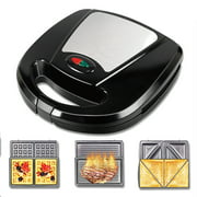 3 in 1 Sandwich Maker Panini Press Grill Waffle Maker,750W Multifunctional Breakfast Maker with Removable Non-stick Plates,Led Indicator Lights,Cool Touch Handle