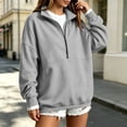 thumbnail image 3 of Horkkom Quarter Zip Sweatshirt for Women Solid Color Loose Pullover Long Sleeve Tops Casual Tunic Sweatshirt S, 3 of 5