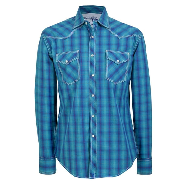 Camisa Vaquera Wrangler Hombre Manga Larga 299B verde G