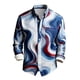thumbnail image 4 of Ceisia Men's Red-Blue Wave Print Shirt | Stretchy Slim Long-Sleeve Turndown Collar Casual Top Gift, 4 of 5