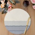 thumbnail image 3 of Black Beige Striped Round 13 Inch Placemats Set of 4, Farmhouse Stripes HeatResistant Non Slip Place Mats for Dining Table, Wipeable Braided Kitchen Table Mats for Housewarming, 3 of 9