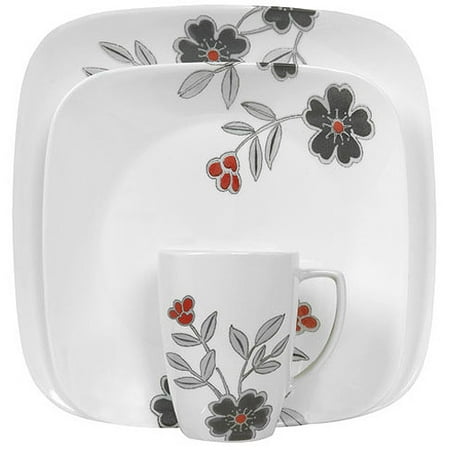 Corelle Squares Mandarin Flower 16-Piece Dinnerware Set
