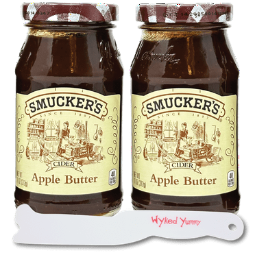 Cider Apple Butter Spread Bundle with – (2) 11oz (312g) Jars of Smuckers Cider Apple Butter and One (1) Wyked Yummy Spreader Plastic Butter Spreader Knife