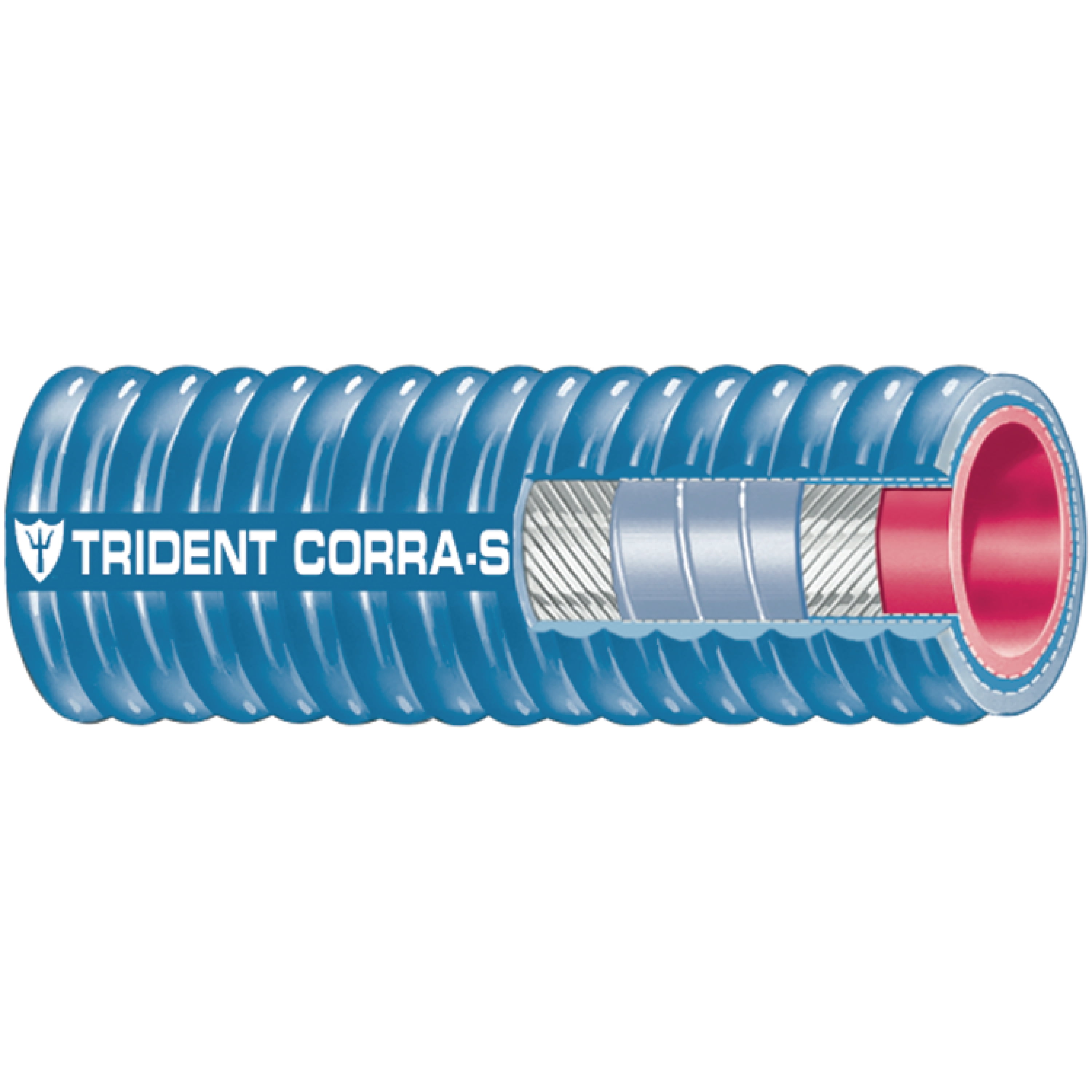 Trident Blue "VHT" Corrugated Silicone Wet Exhaust Marine Hose