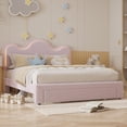 thumbnail image 3 of Homhougo Queen Size Bed Frame, Boucle Upholstered Platform Bed Frame with Adjustable Headboard, Teddy Fleece, Soft Rounded Corners, No Box Spring Required, Noise Free，Easy Assembly，Pink, 3 of 7