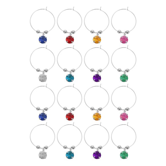 ColoMX 16pcs creativos de vidrio vino marcadores de vidrio encanto anillos para identificadores de la copa de fiesta