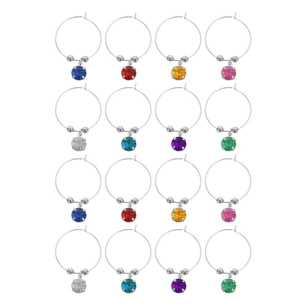 ColoMX 16pcs creativos de vidrio vino marcadores de vidrio encanto anillos para identificadores de la copa de fiesta