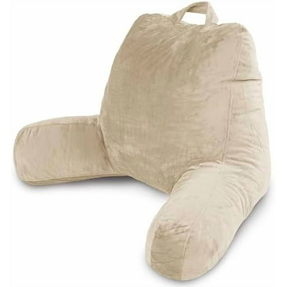 Reading Pillow with Arms, Cream, Shredded Memory Foam Back Pillow for Bed Sitting Up - Sit Up Backrest Support for Reading & Rest Bed - Washable Cover, Adjustable Comfort, CertiPUR Certified