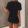 thumbnail image 4 of LWavelet Women's Ribbed Knit T-Shirt Short Sleeve Tops V-Neck Casual Slim Fit Lightweight Basic Tee Black L, 4 of 5