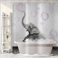 thumbnail image 5 of Cute Shower Curtain Elephant Bathing in Bathtub Blowing Colorful Bubble Funny Waterproof Polyester Fabric Bathroom Curtain for Home Hotel Decor with 12 Hooks 72x84 Inches, 5 of 6