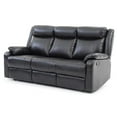 thumbnail image 3 of Pemberly Row Modern Faux Leather Double Reclining Sofa in Black, 3 of 5