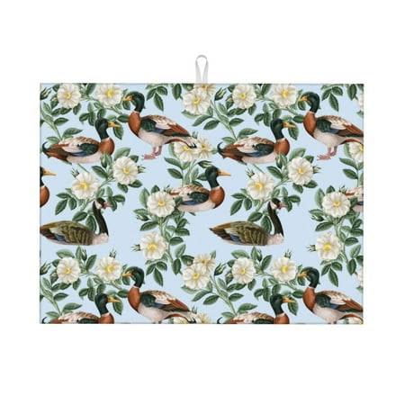 

Sigee Mallard Ducks And Roses for Dish Drying Mat for Kitchen Counter Premium Kitchen Drying Mat 18 x 24 Dish Drying Pad