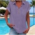 thumbnail image 2 of Vinsonshop Women's Polo Shirts Short Sleeve V Neck Summer Tops Business Casual Collared Shirts Loose Tees (S-3XL), 2 of 9