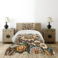 thumbnail image 4 of Ambesonne Boho Floral Quilted Bedspread Set 2 Pcs, Flowering Leafy Motifs, Twin Size, Cadet Blue Orange Tan, 4 of 4