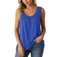 thumbnail image 2 of Asxite Tank Tops for Women Plus Size Sleeveless Solid Color Round Neck Pleated Wide Strap Casual Blouse, 2 of 7
