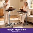 thumbnail image 5 of KEKOY Overbed Table with Wheels, 90° Tilting Tabletop and Adjustable Height, Rolling Hospital Bedside Table for Reading, Laptop Work and Post-Surgery Recovery, 5 of 9