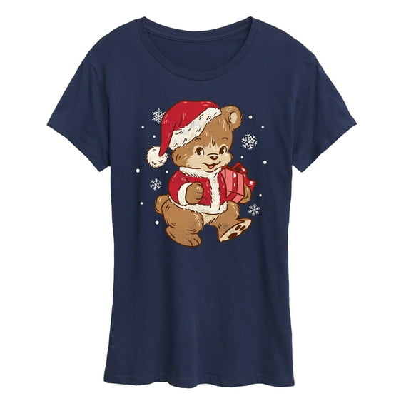 Instant Message - Santa Teddy Bear Christmas - Women's Short Sleeve Graphic T-Shirt