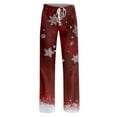thumbnail image 6 of Women's Casual Fashion Christmas Printed Trousers Plush Casual Pants, Comfortable Home and Sleepwear Bottoms for Winter, Elastic Waist with Drawstring, Wine, M, 6 of 7
