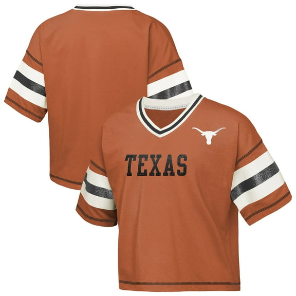 Girls Youth Outerstuff Texas Orange Texas Longhorns Gridiron Jersey V-Neck T-Shirt