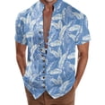 thumbnail image 1 of Camisas s Para Hombre Manga Larga Camisa de vacaciones en la playa Camisa de cuello con botones en los puños para hombre (Blue, L), 1 of 4