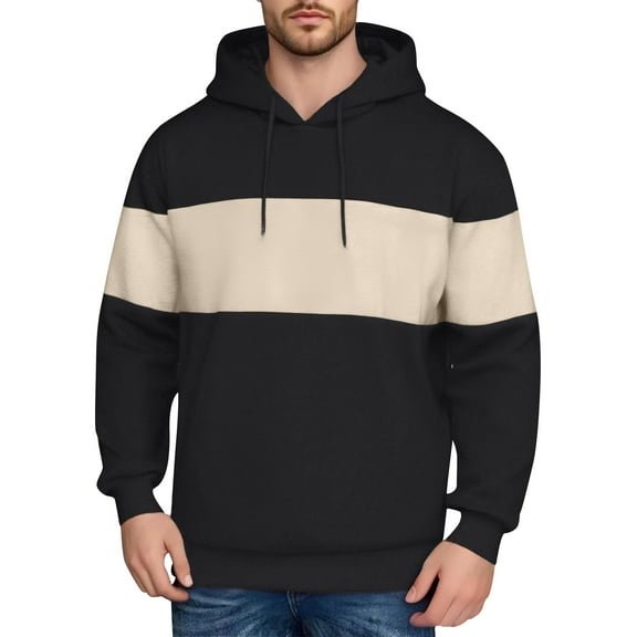 LWavelet Mens Casual Pullover Hoodie Long Sleeve Lightweight Sweatshirt with Drawstring Hood and Kangaroo Pocket for Everyday Wear