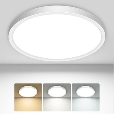 LED Flush Mount Ceiling Light Fixtures, 3000K-4000K-6500K Modern Flat Recessed Ceiling Lamp, 12W 1200LM Round Ceiling Light for Kitchen Bedroom Hallway Porch, White, 1 Pack 6.5 Inch