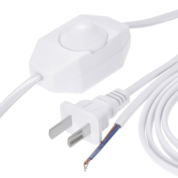Unique Bargains Lamp Cord with Dimmer Switch Power Wire 1.8M White Lamp Repair Part 2Pcs