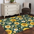 thumbnail image 3 of Yellow Green 4x6 Area Rugs for Living Room, Sunflower Daisy Watercolor Flower Farm Country Non Slip Floor Mat Washable Low-Profile Indoor Carpet for Bedroom, Dining Room, Bathroom, 3 of 9