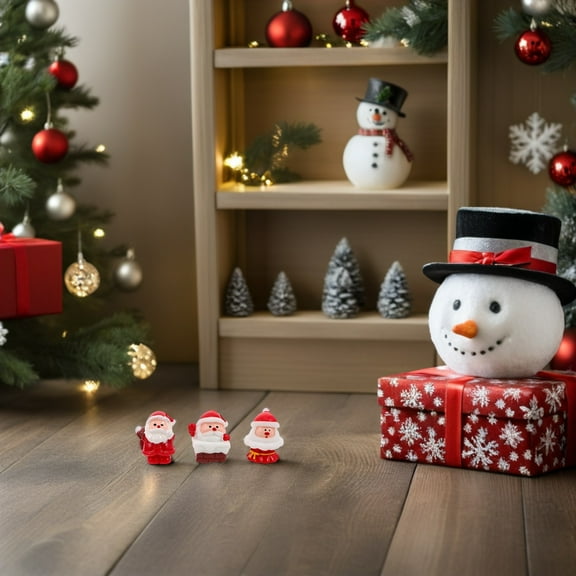 TABLZONE 12Pcs Small Resin Santa Claus Ornaments Red Christmas Figurines for Festive Home Display