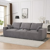 113" Modern Compression Sofa ,3-Seat Upholstered Sofa Couch,Extra-Wide Seat Cushion with Wood Frame for Living Room Bedroom,Gray